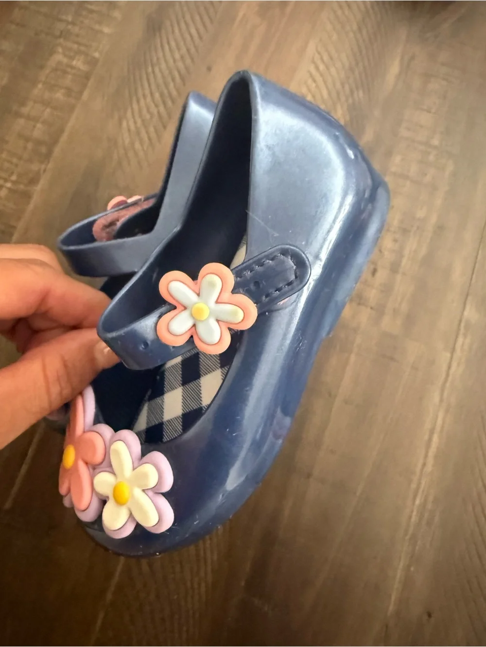 MINI MELISSA Sweet Love Picnic metallic blue Mary Jane shoes